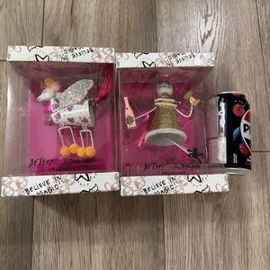 Betsy Johnson Ornaments rare party cat with wine and unicorn new Christmas
